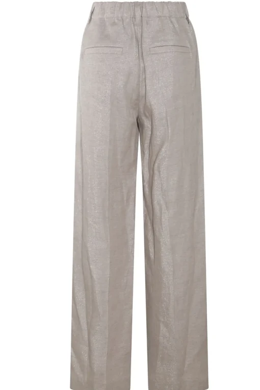 Pantalone gamba larga in lino metalizzato