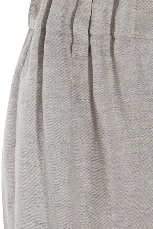Pantalone gamba larga in lino metalizzato