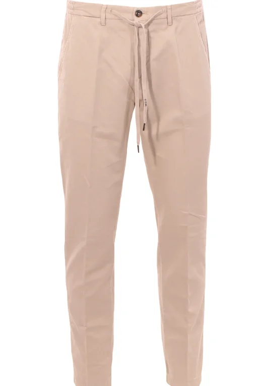 pantalone jogging in cotone e lino stretch