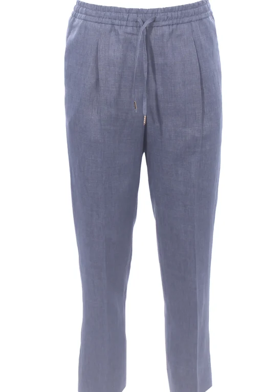 Pantalone jogging in lino fiammato