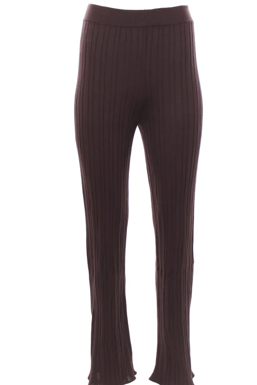 Pantalone tricot a coste zampetta