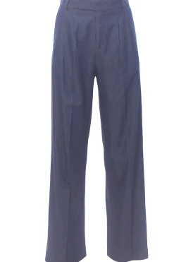Pantaloni in denim di cotone con pinces