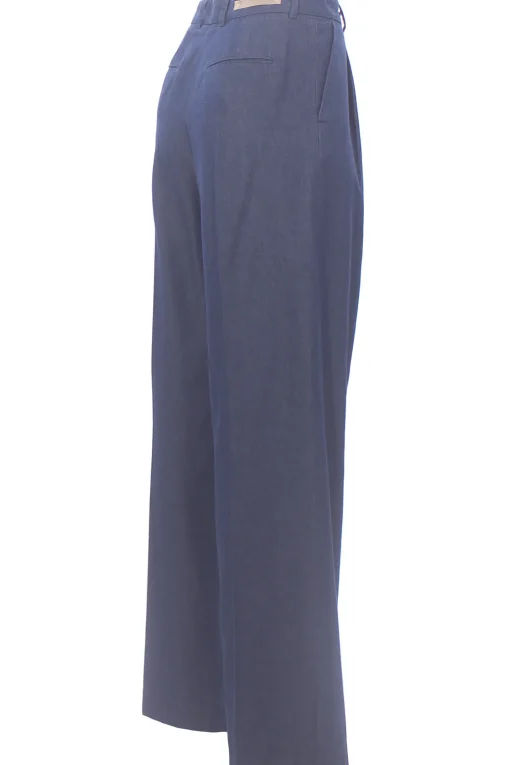 Pantaloni in denim di cotone con pinces