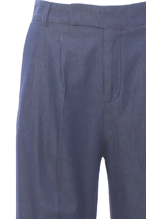 Pantaloni in denim di cotone con pinces