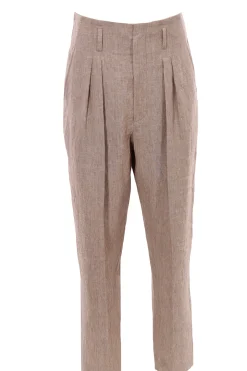 Pantaloni in lino vita alta