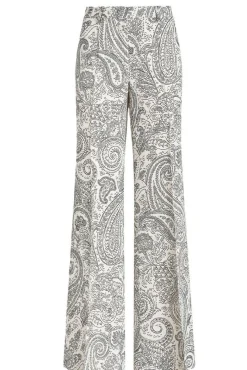 Pantaloni palazzo in viscosa stampa paisley