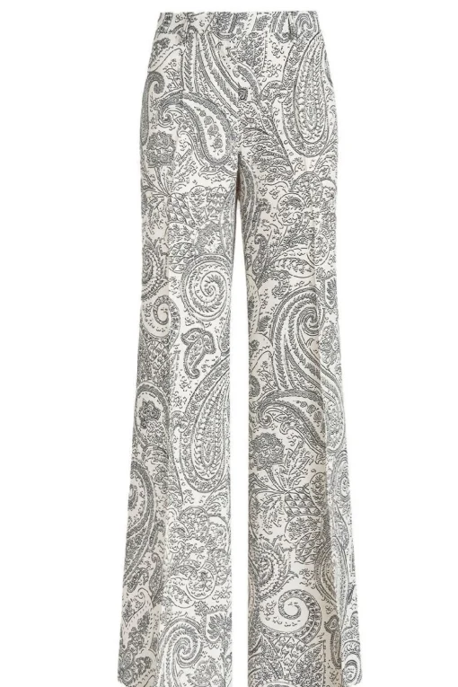 Pantaloni palazzo in viscosa stampa paisley