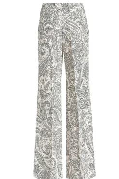 Pantaloni palazzo in viscosa stampa paisley