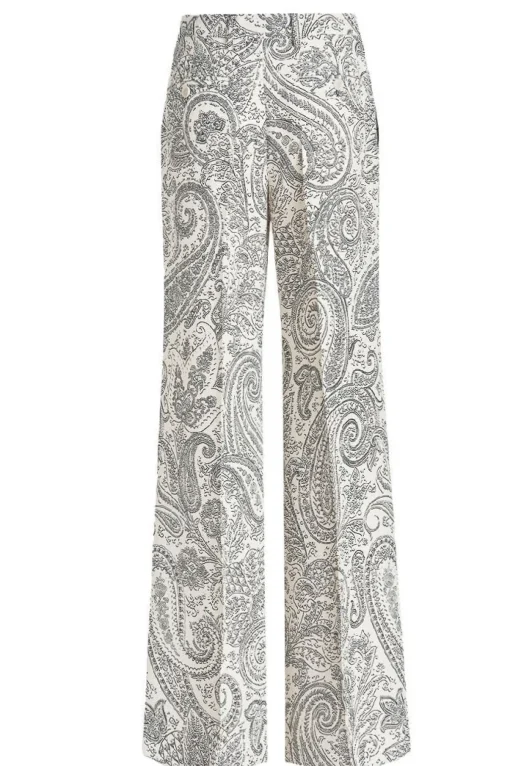 Pantaloni palazzo in viscosa stampa paisley