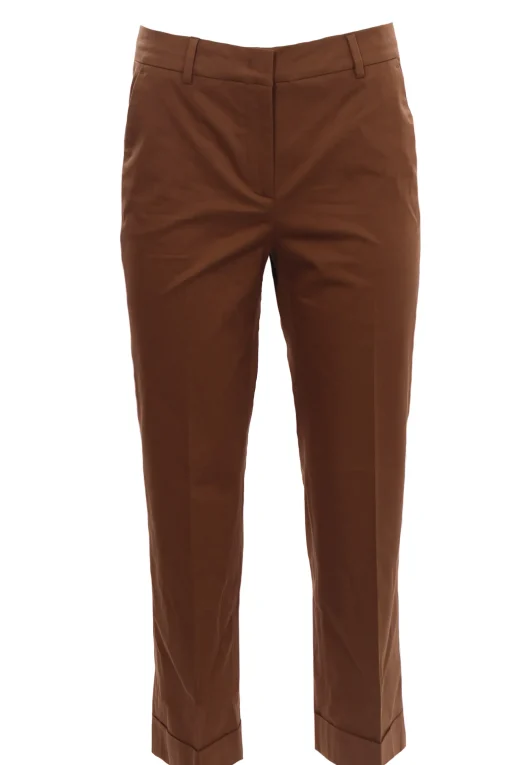 Pantaloni via della spiga in cotone con risvolto