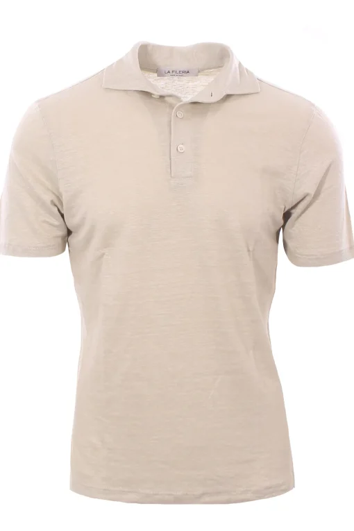 polo collo camicia in lino