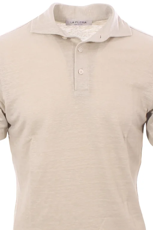 polo collo camicia in lino