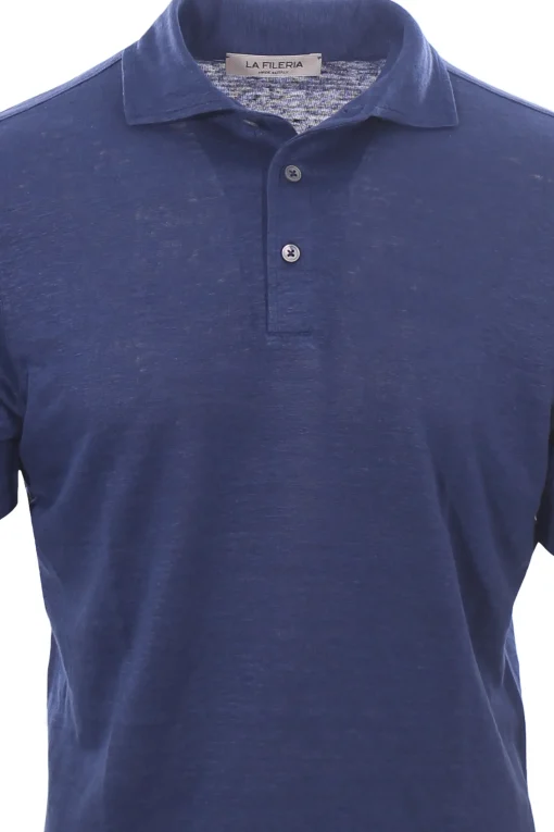 polo collo camicia in lino
