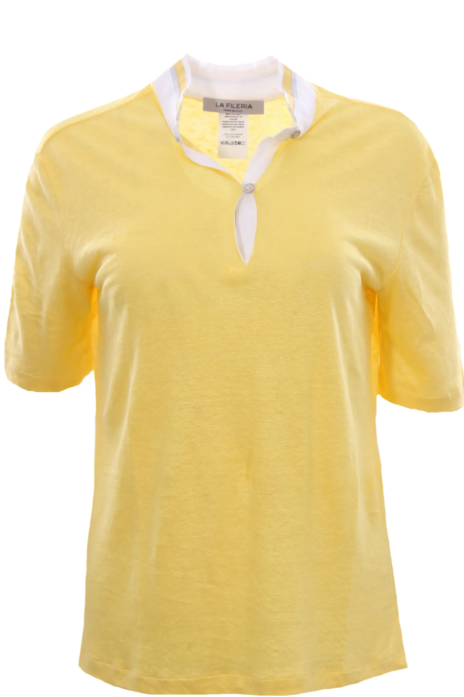 Polo in lino con dettagli in lurex