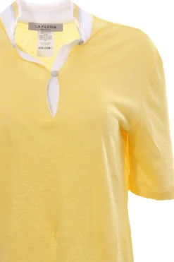 Polo in lino con dettagli in lurex