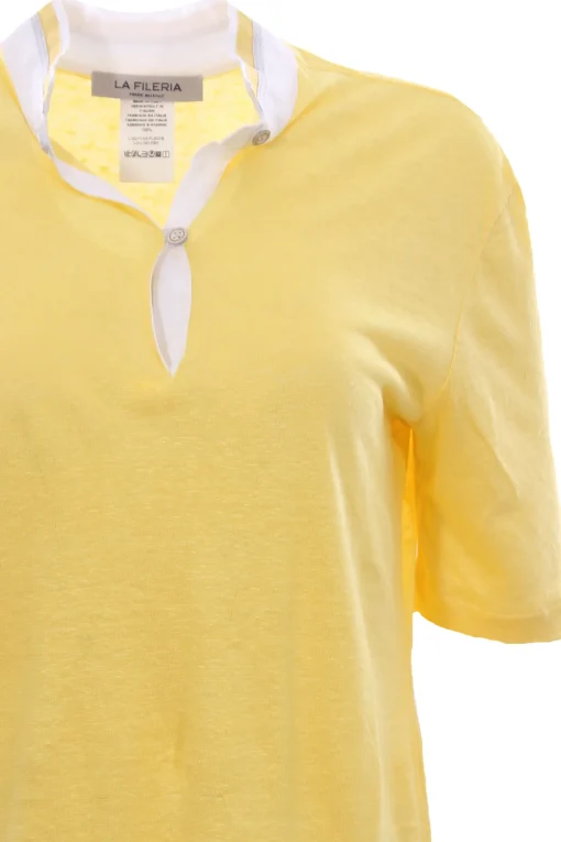 Polo in lino con dettagli in lurex