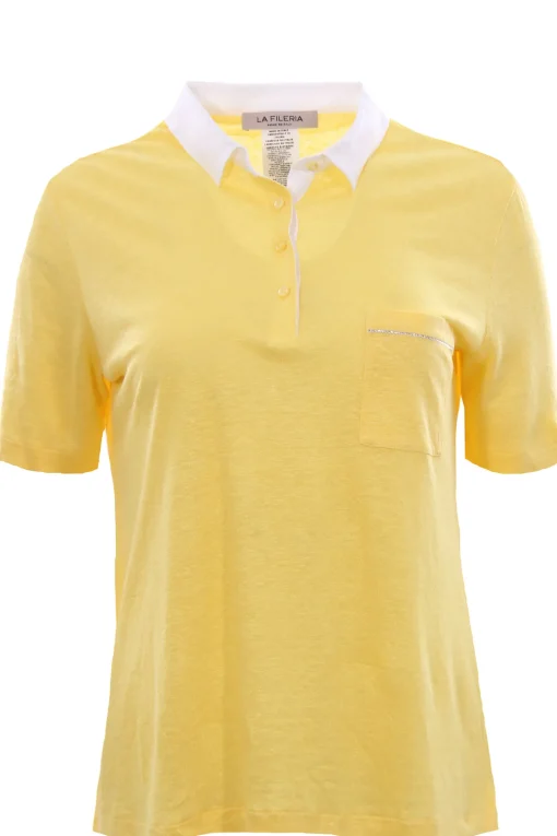 Polo in lino con taschino