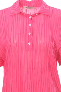 Polo in viscosa effetto intarsio