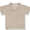 Polo rigata in lino e cotone