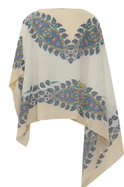 Poncho asimmetrico in seta