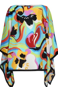 Poncho in seta stampata