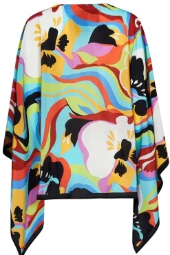 Poncho in seta stampata