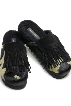 Sabot calf hair leaher e suede camouflage