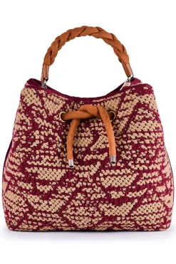 Secchiello in cotone jacquard con dettagli in velluto