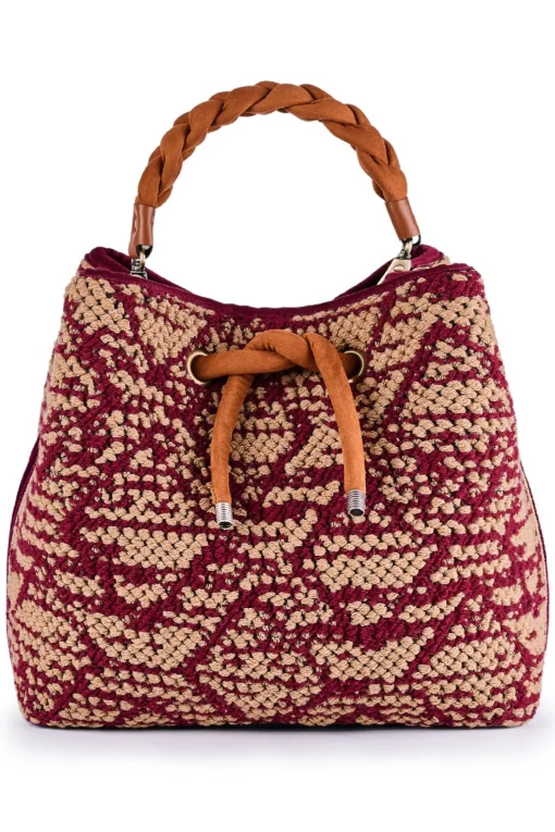 Secchiello in cotone jacquard con dettagli in velluto