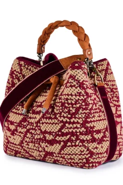 Secchiello in cotone jacquard con dettagli in velluto