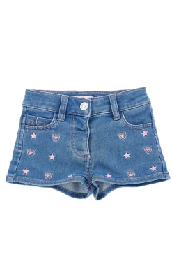 Shorts con logo in denim stretch