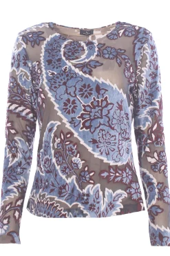 T-shirt in tulle jacquard in velluto