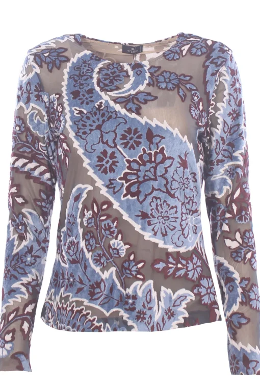 T-shirt in tulle jacquard in velluto