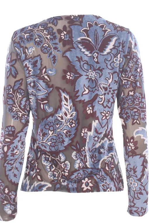 T-shirt in tulle jacquard in velluto
