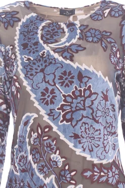 T-shirt in tulle jacquard in velluto