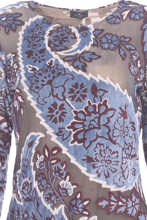T-shirt in tulle jacquard in velluto